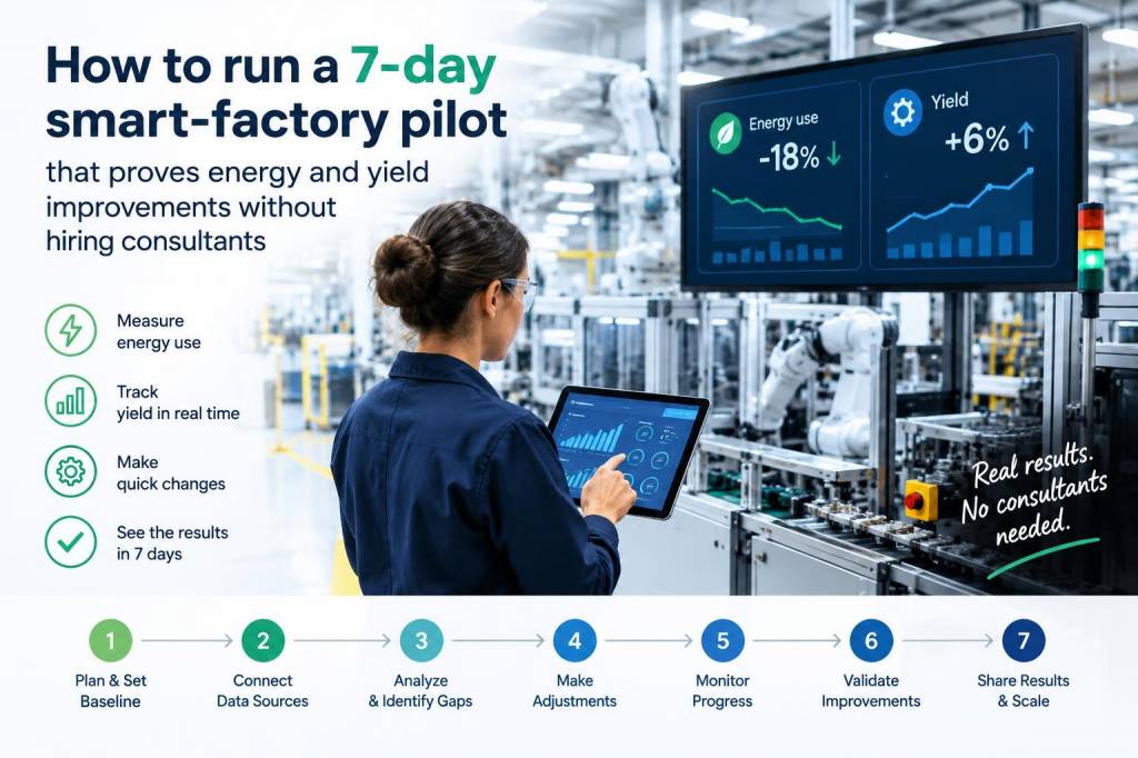 How to run a 7‑day smart‑factory pilot that proves energy and yield improvements without hiring consultants
