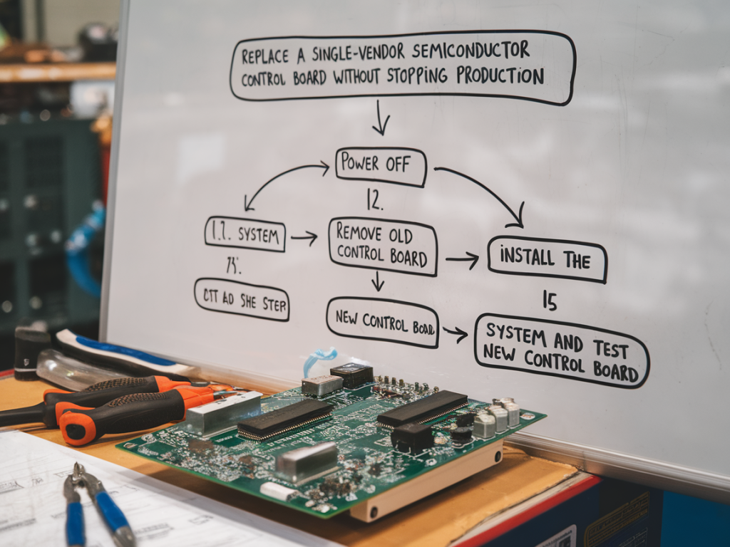 Stepwise plan to replace a single‑vendor semiconductor control board without stopping production